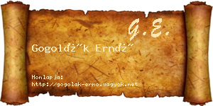 Gogolák Ernő névjegykártya